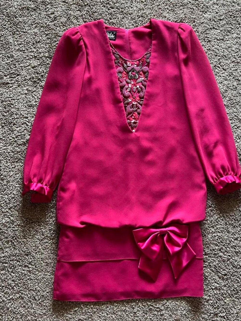 Vintage Ursula of Switzerland Fuchsia Party Dress